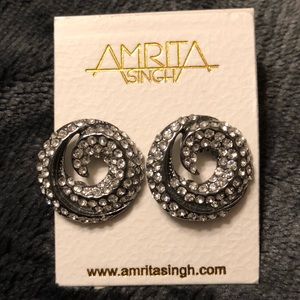 Amrita Singh gunmetal swirl earrings NWT
